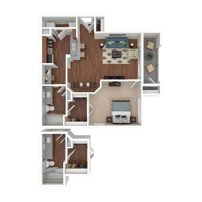 1 Bed 1 Bath 737 SqFt (653 Net)  1125 floor plan